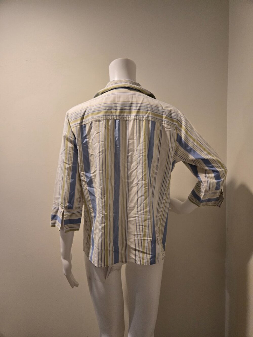 Pendleton Striped Button Down 3/4 Sleeve Shirt Yellow Blue S - Picture 5 of 5